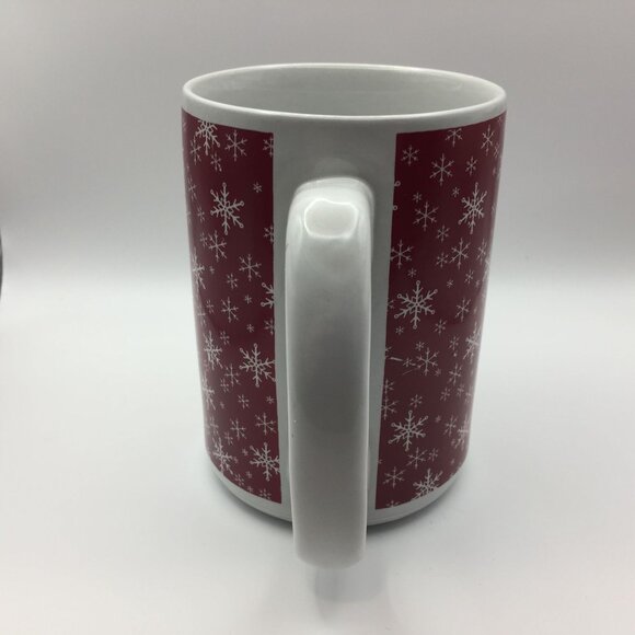 16oz Red White Snowflake Stoneware Mug Christmas Holiday Coffee Chocolate Cider - Picture 5 of 13